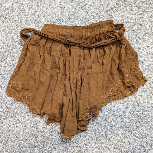 💘 FP Embroidered Lace Shorts Wrap Belt Brass Loops XS - Picture 2 of 5